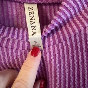 Zenana Purple 2 Piece Lounge  Set with  Wide Leg Pants  Size Small